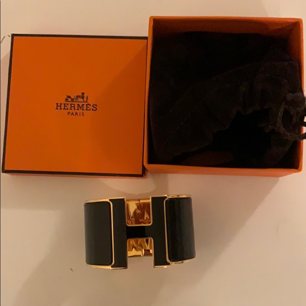 Hermès bracelet black and gold